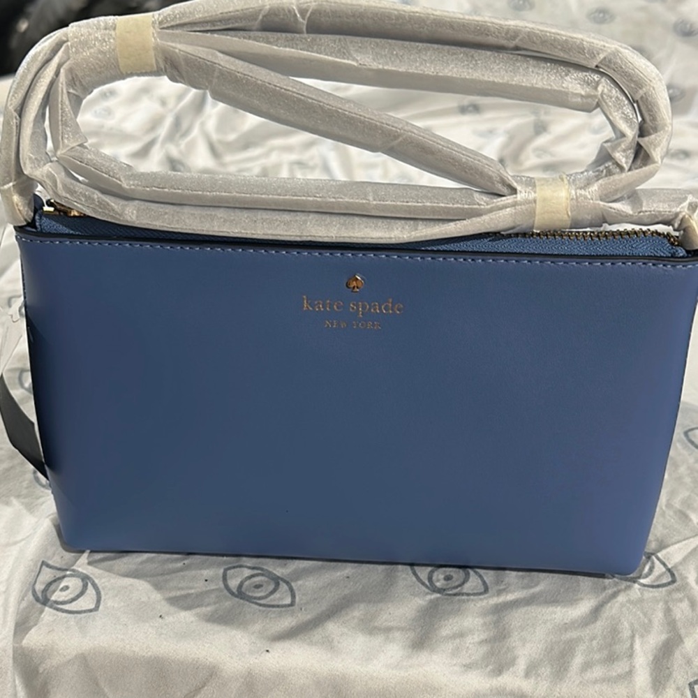 Kate Spade Blue Crossbody Bag with Textured Leather